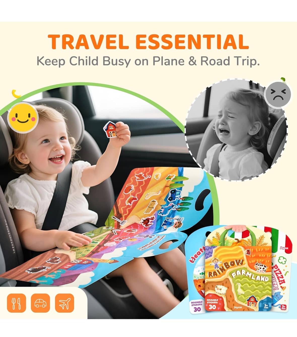 JoyCat Reusable Sticker Book 3 set (Pizza, Farm, Weather) 4