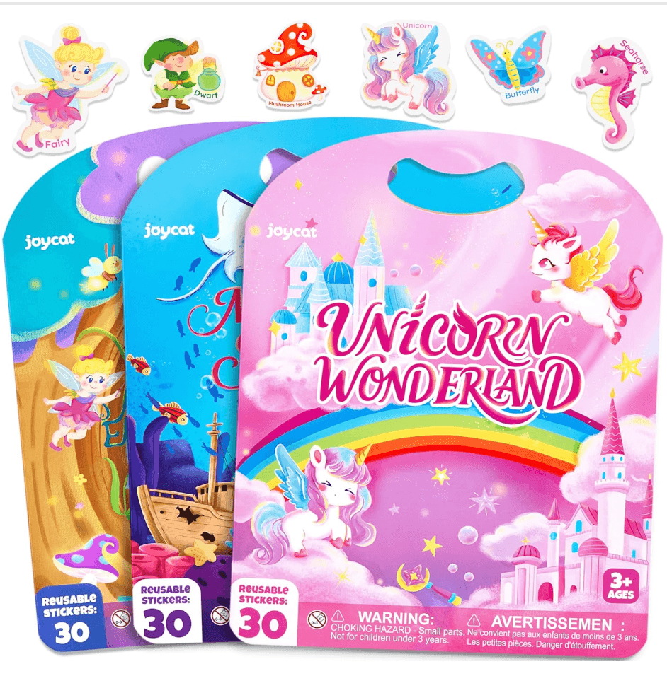 JoyCat Reusable Sticker Book 3 set (Unicorn, Mermaid, Fairies)